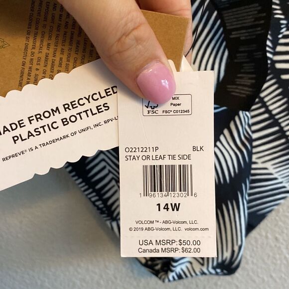 NWT- Volcom- “Stay or leaf” the side tie- bikini full coverage bottoms - Picture 7 of 11